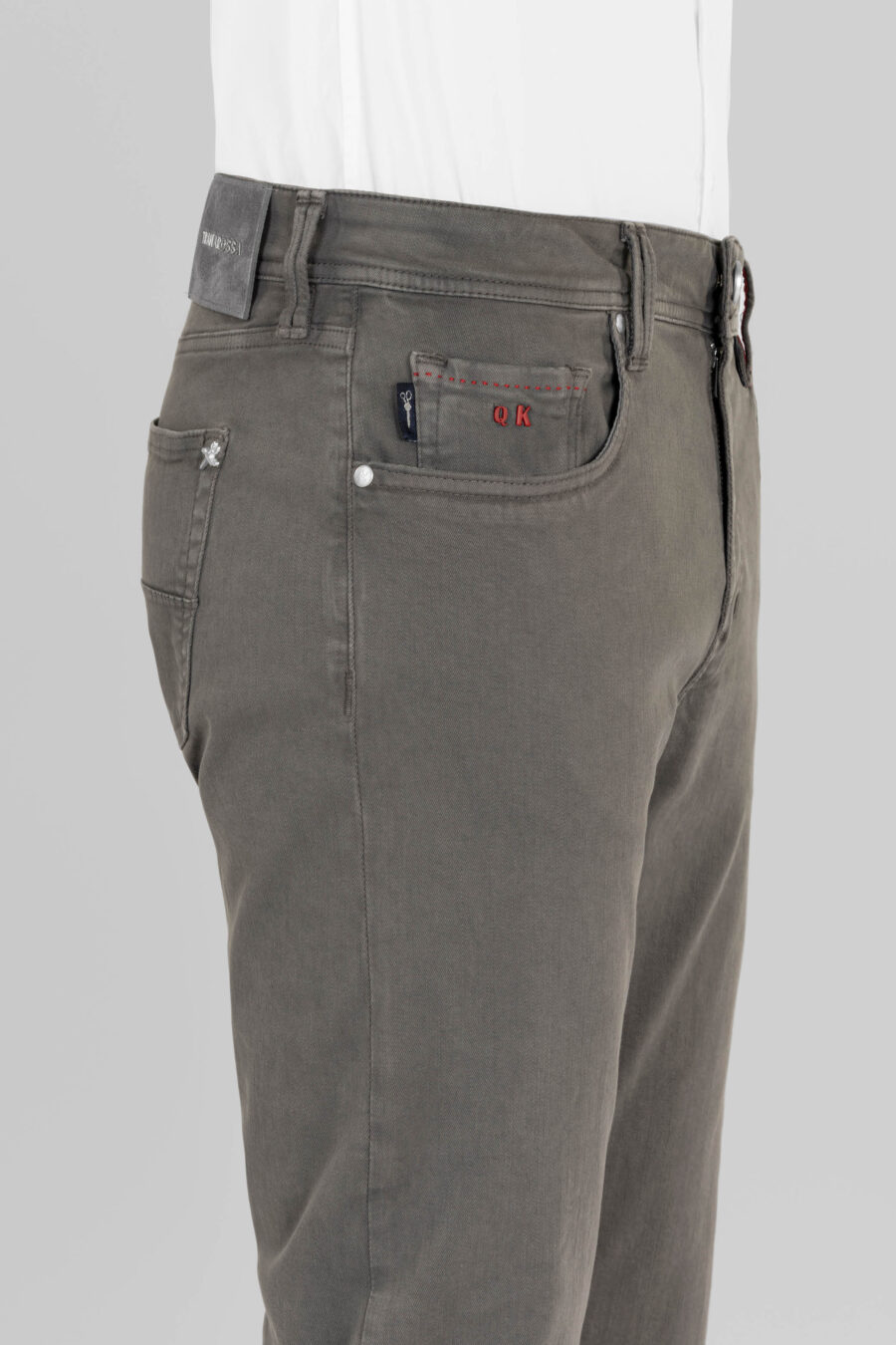 LEONARDO ZIP SS SLIM STRETCH COTTON GABARDINE PANTS GREY - immagine 4