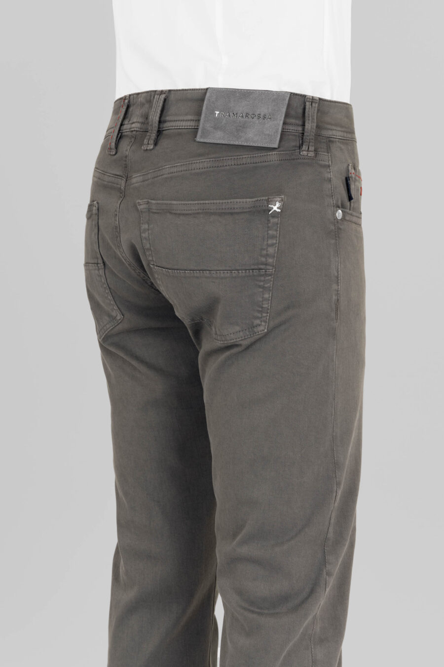 LEONARDO ZIP SS SLIM STRETCH COTTON GABARDINE PANTS GREY - immagine 5
