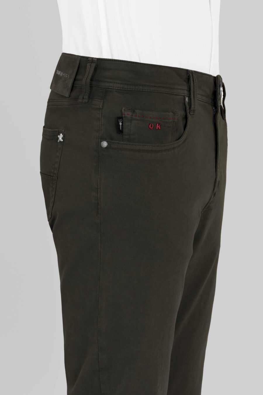 LEONARDO ZIP SS SLIM STRETCH COTTON GABARDINE PANTS GREEN - immagine 4