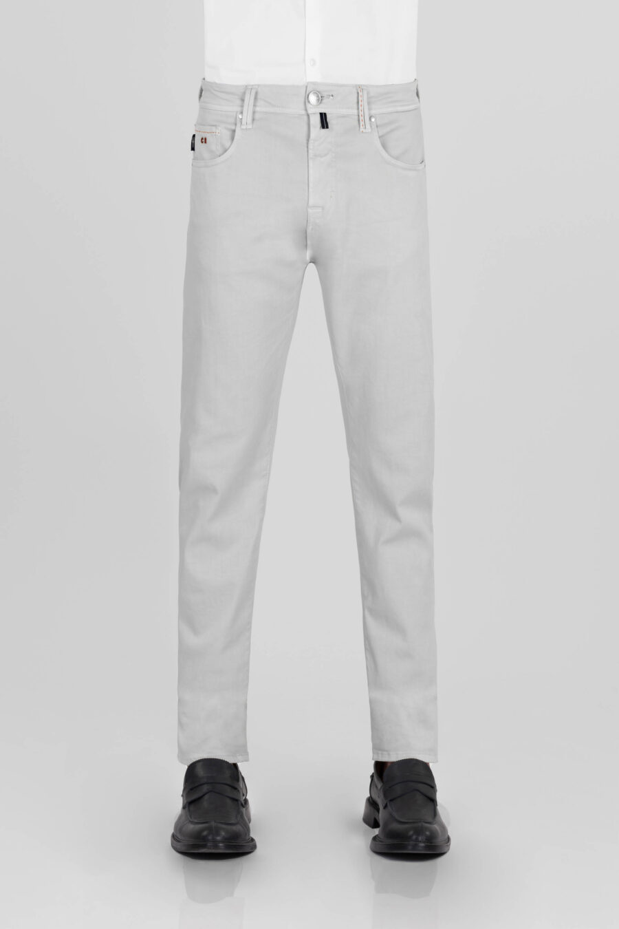 LEONARDO ZIP SS SLIM STRETCH COTTON GABARDINE PANTS GREY - immagine 2