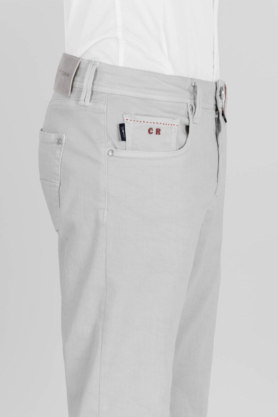 LEONARDO ZIP SS SLIM STRETCH COTTON GABARDINE PANTS GREY - immagine 4