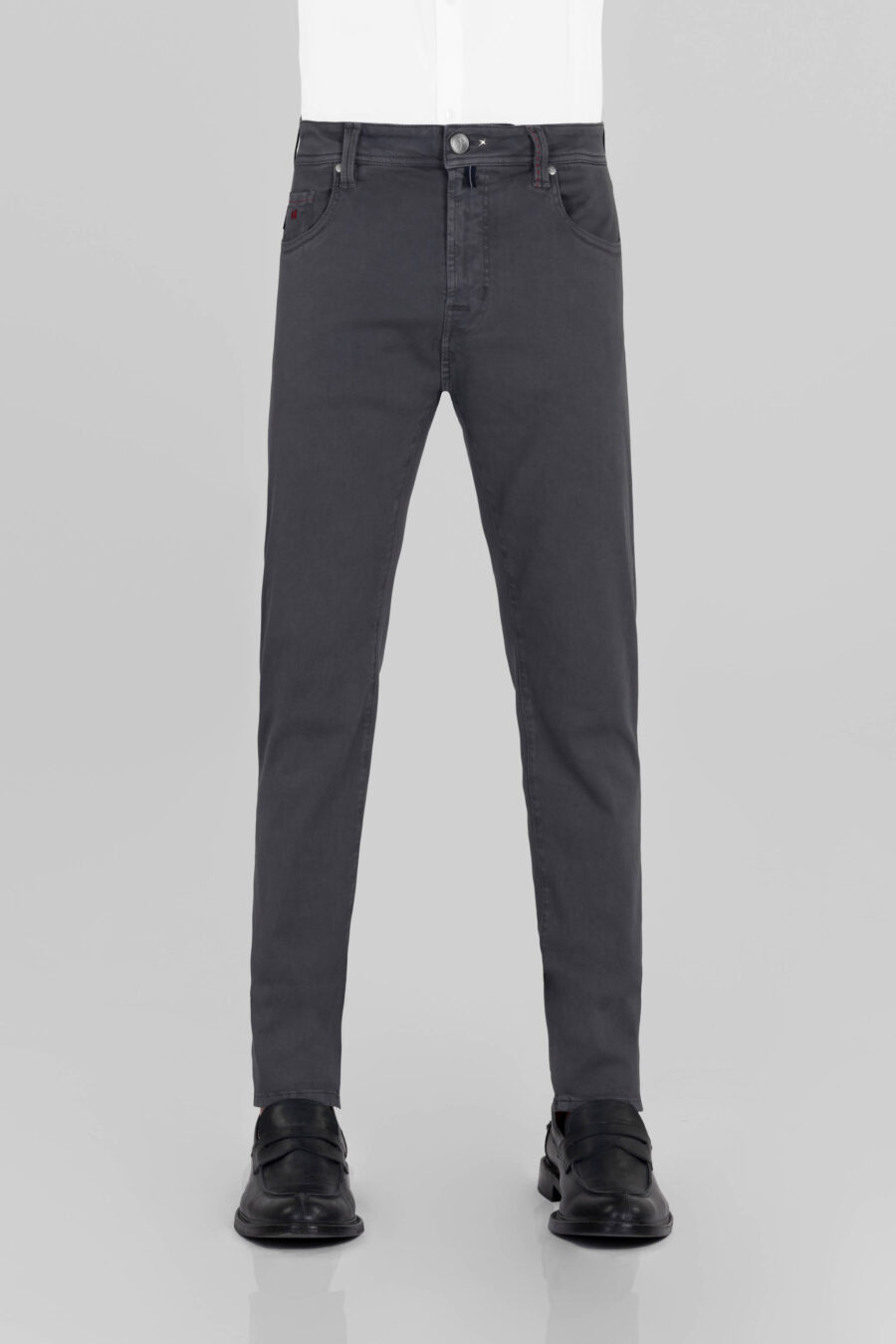 LEONARDO ZIP SS SLIM STRETCH COTTON GABARDINE PANTS GREY - immagine 2