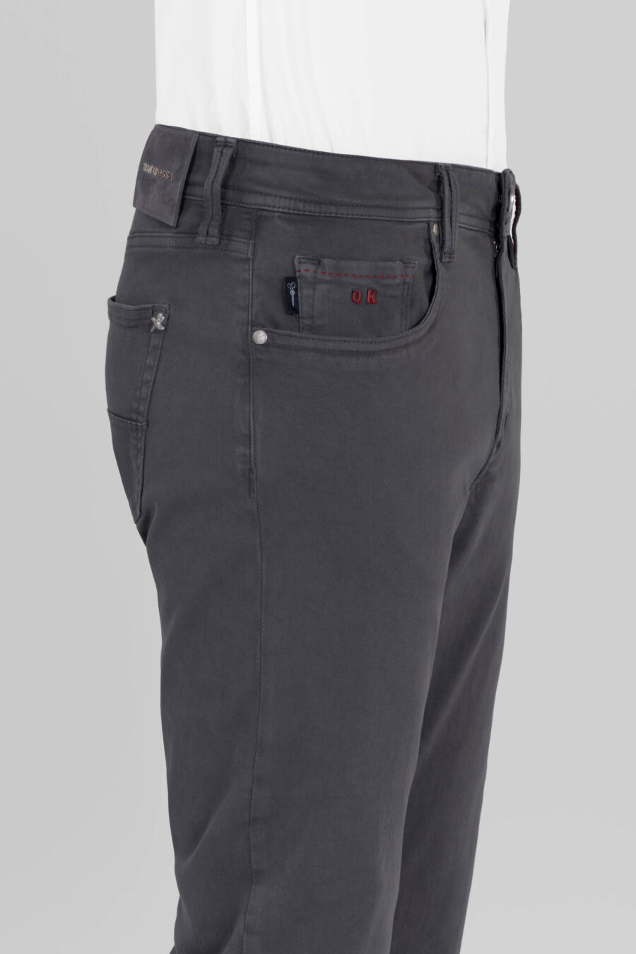 LEONARDO ZIP SS SLIM STRETCH COTTON GABARDINE PANTS GREY - immagine 4