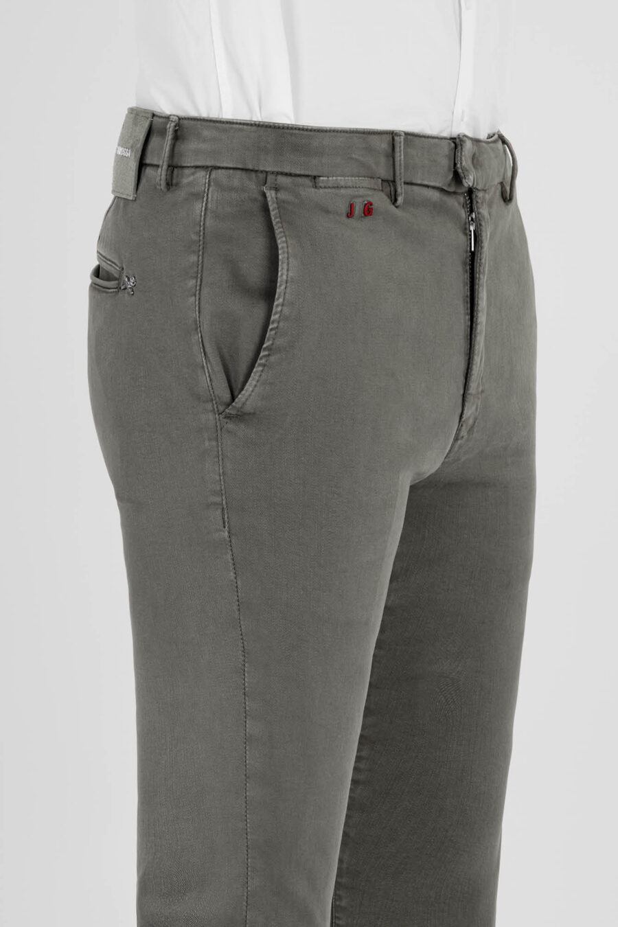 PANTALONE LUIS REGULAR IN GABARDINA DI COTONE STRETCH VERDE - immagine 5
