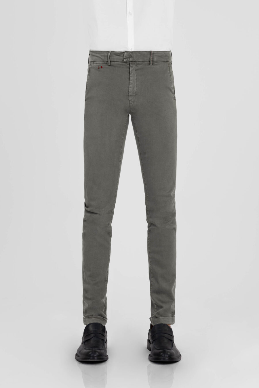 PANTALONE LUIS SLIM IN GABARDINA DI COTONE STRETCH VERDE - immagine 2