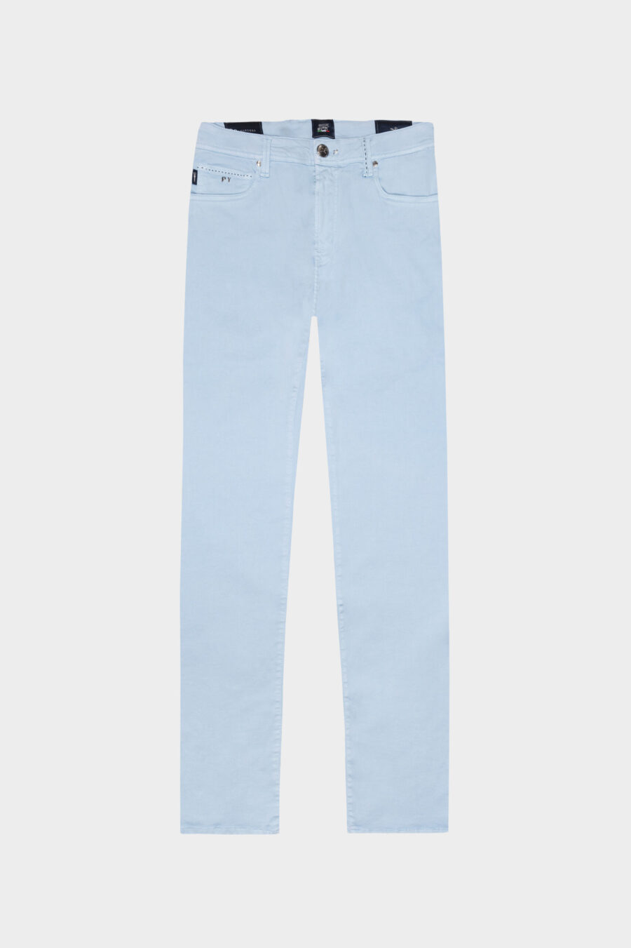 MICHELANGELO ZIP SS REGULAR PANTS IN LIGHT STRETCH COTTON GABARDINE LIGHT BLUE