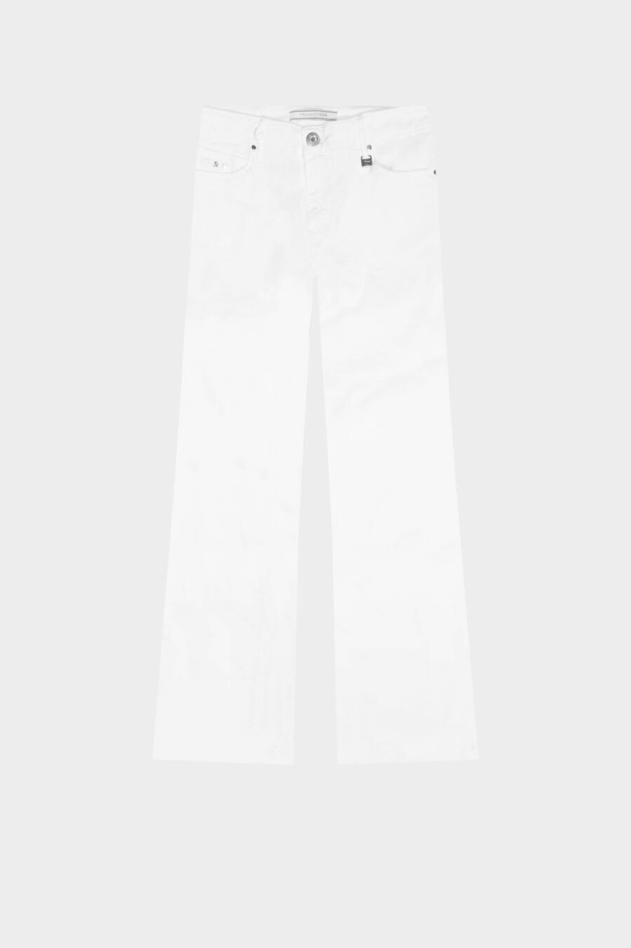 PANTALONE MONICA FLARE CUT FLARE IN BULL DI COTONE BIANCO
