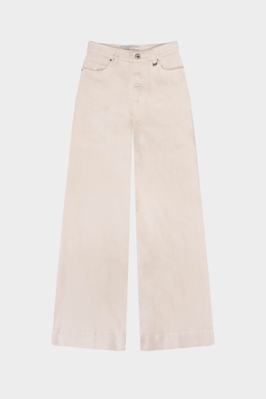 PANTALONE VIOLA WIDE LEG IN BULL DI COTONE BEIGE