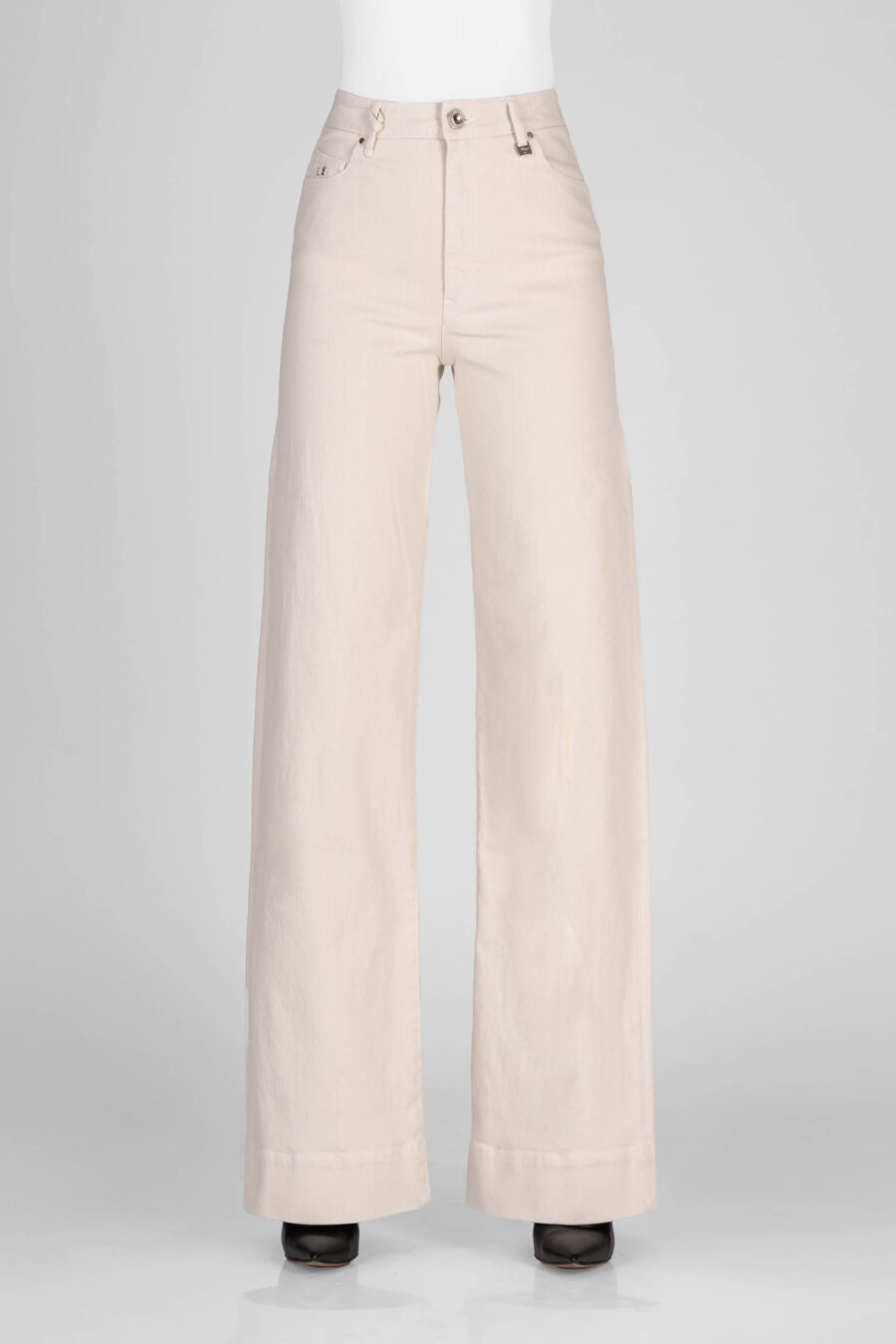 PANTALONE VIOLA WIDE LEG IN BULL DI COTONE BEIGE - immagine 4