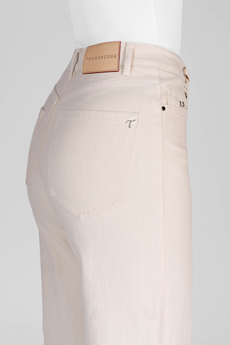 PANTALONE VIOLA WIDE LEG IN BULL DI COTONE BEIGE - immagine 6