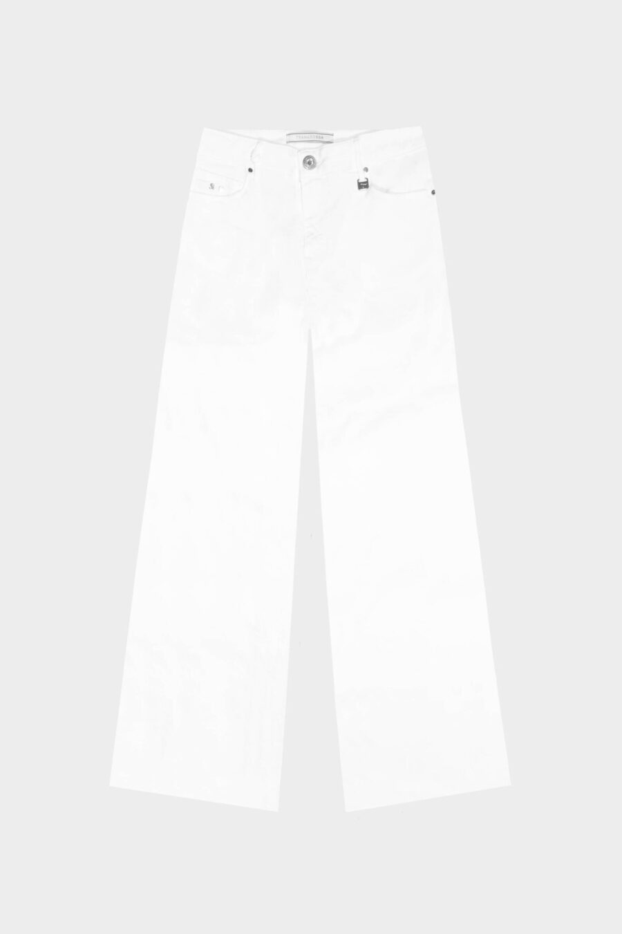 JEANS MONICA GAMBA LARGA IN BULL DI COTONE BIANCO