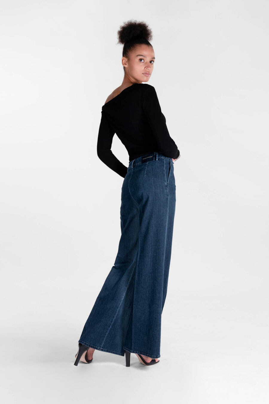 PANTALONE AMELIA WIDE LEG IN DENIM BLU MEDIO - immagine 3