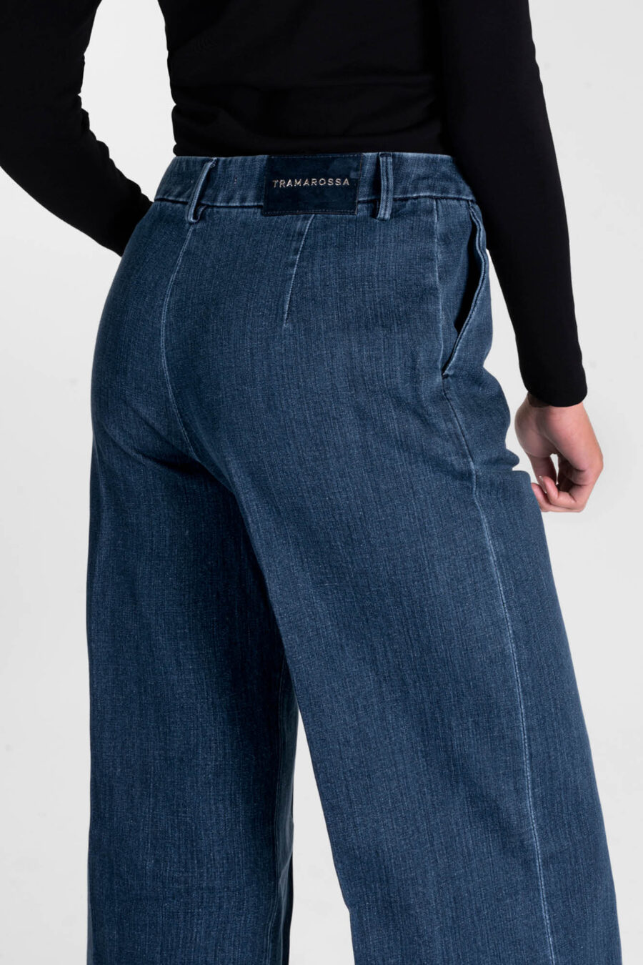 PANTALONE AMELIA WIDE LEG IN DENIM BLU MEDIO - immagine 5