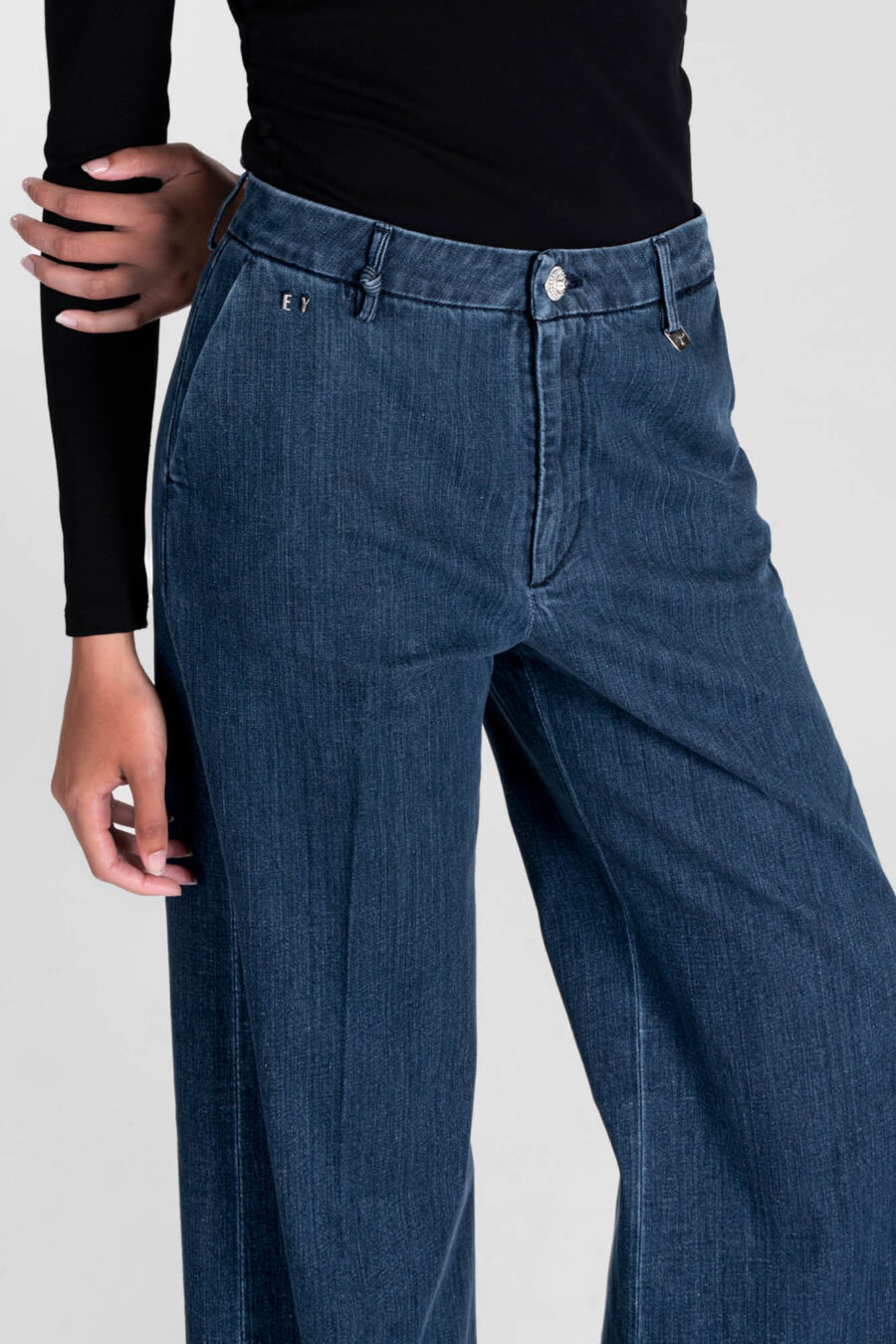 PANTALONE AMELIA WIDE LEG IN DENIM BLU MEDIO - immagine 4