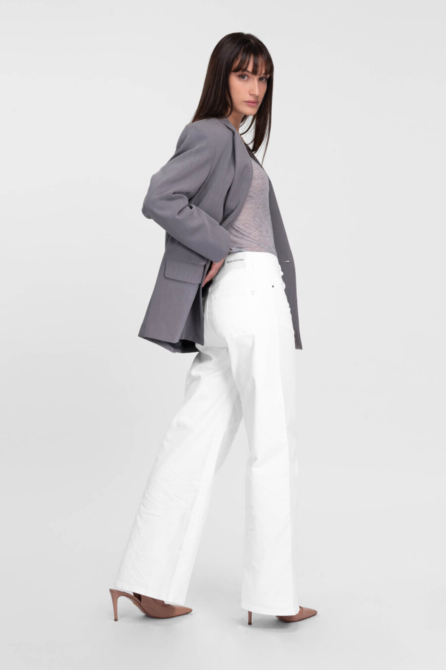 JEANS MONICA GAMBA LARGA IN BULL DI COTONE BIANCO - Image 2