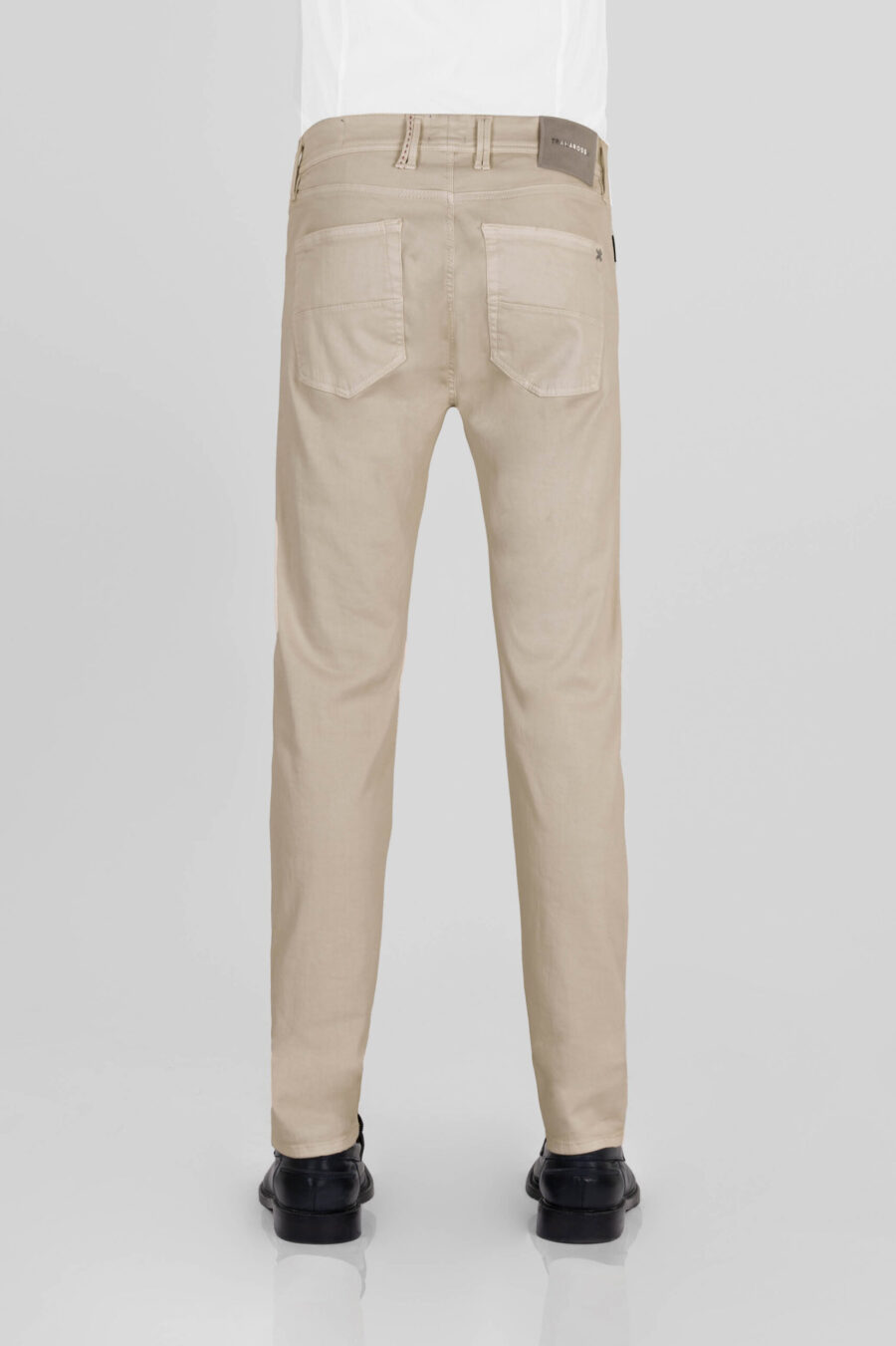 BEIGE COTTON GABARDINE LEONARDO ZIP SS SLIM PANTS - immagine 3