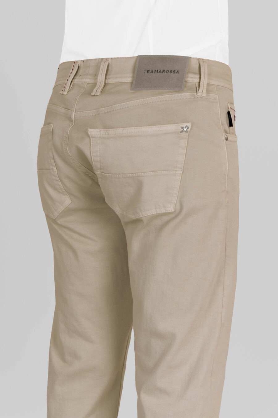 BEIGE COTTON GABARDINE LEONARDO ZIP SS SLIM PANTS - immagine 5