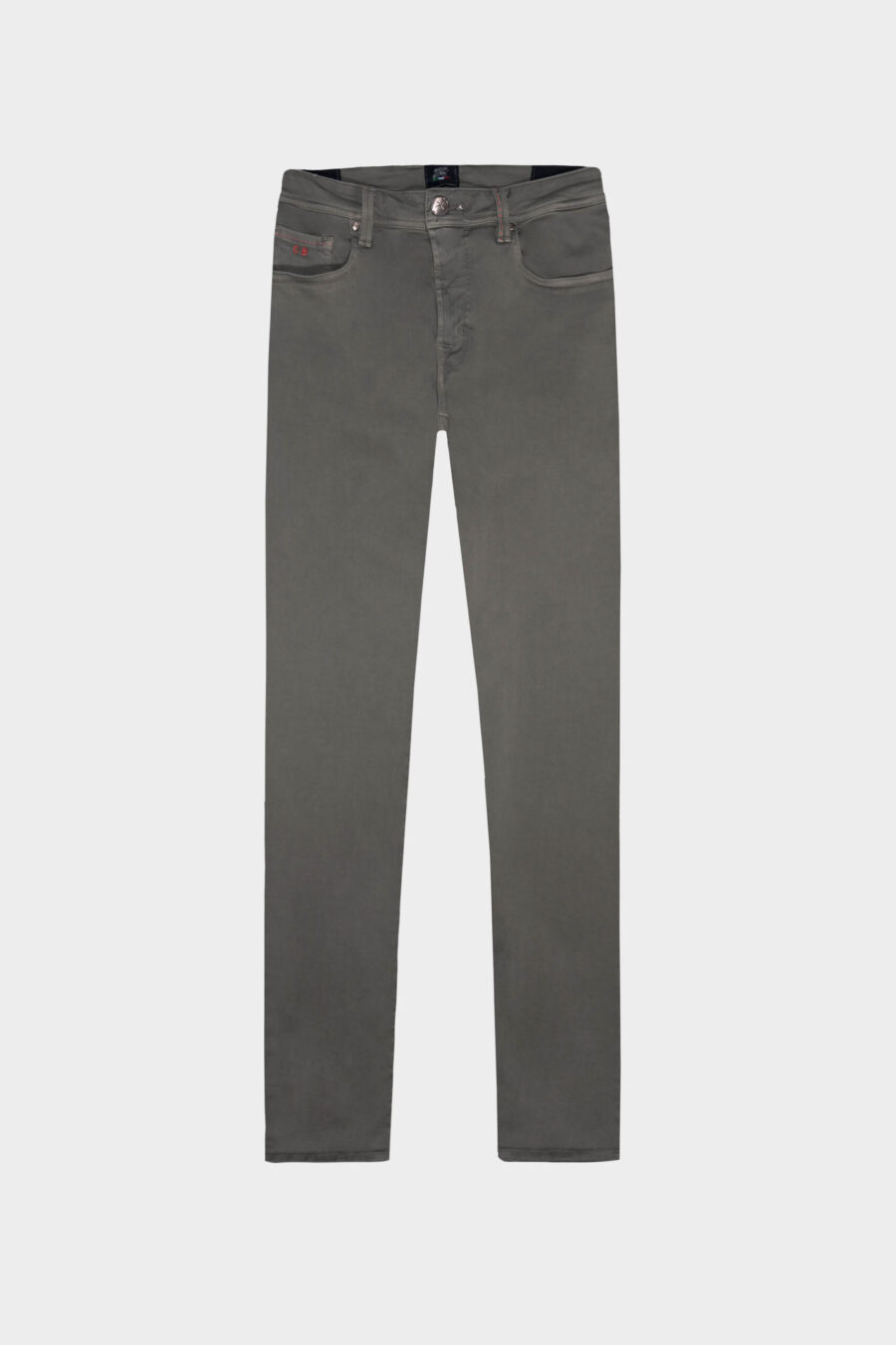 LEONARDO ZIP SS SLIM STRETCH COTTON GABARDINE PANTS GREY