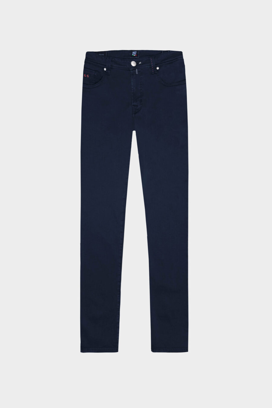 LEONARDO ZIP SS SLIM STRETCH COTTON GABARDINE PANTS DARK BLUE