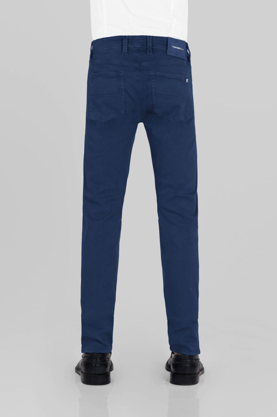 LEONARDO ZIP SS SLIM STRETCH COTTON GABARDINE PANTS DARK BLUE - Image 3