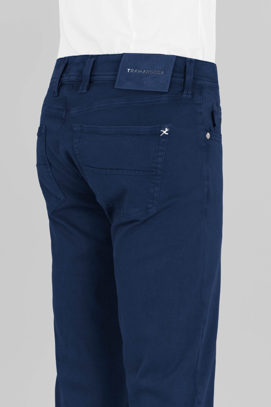 LEONARDO ZIP SS SLIM STRETCH COTTON GABARDINE PANTS DARK BLUE - Image 5