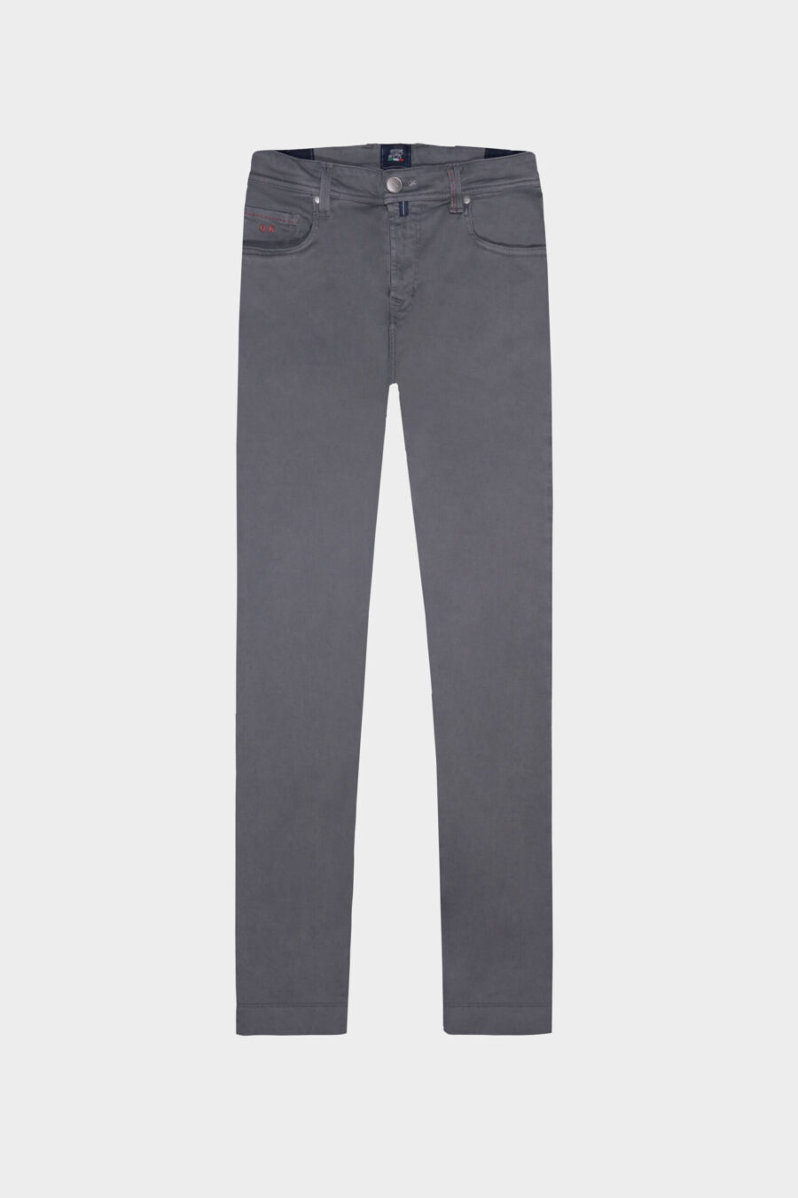 LEONARDO ZIP SS SLIM STRETCH COTTON GABARDINE PANTS GREY