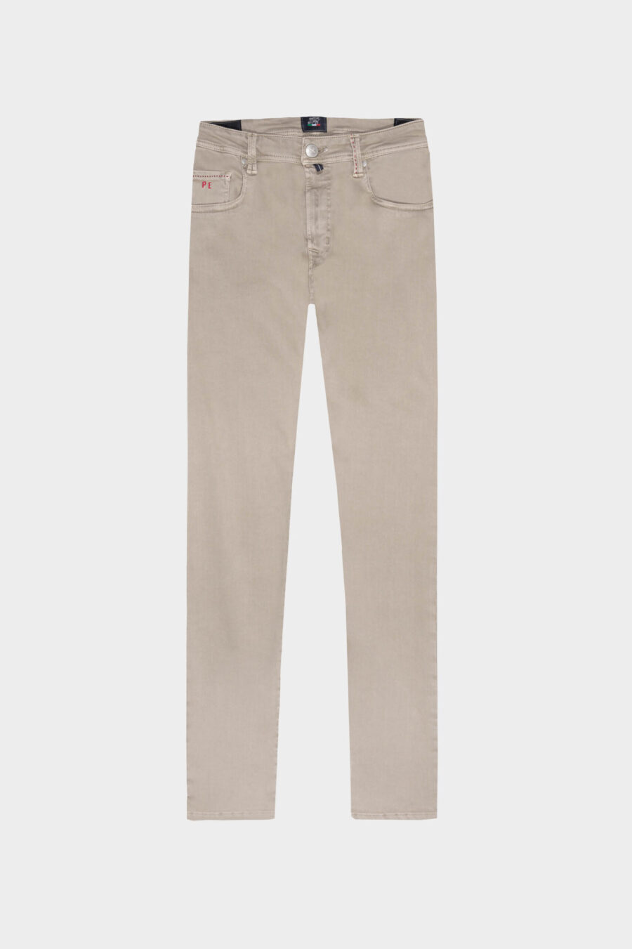 BEIGE COTTON LIGHT GABARDINE LEONARDO ZIP SS SLIM PANTS