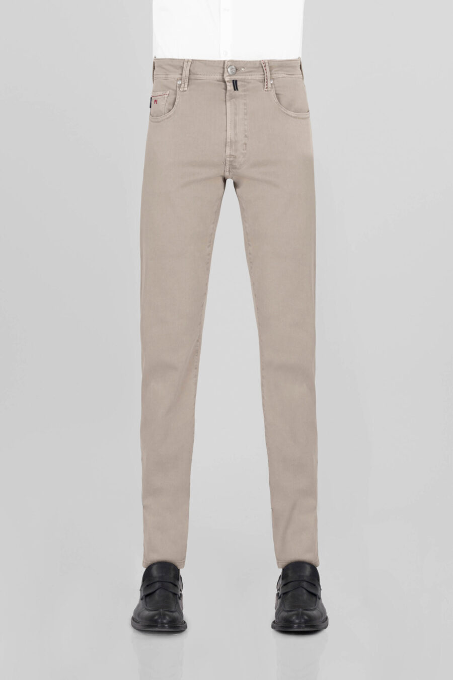 BEIGE COTTON LIGHT GABARDINE LEONARDO ZIP SS SLIM PANTS - immagine 2