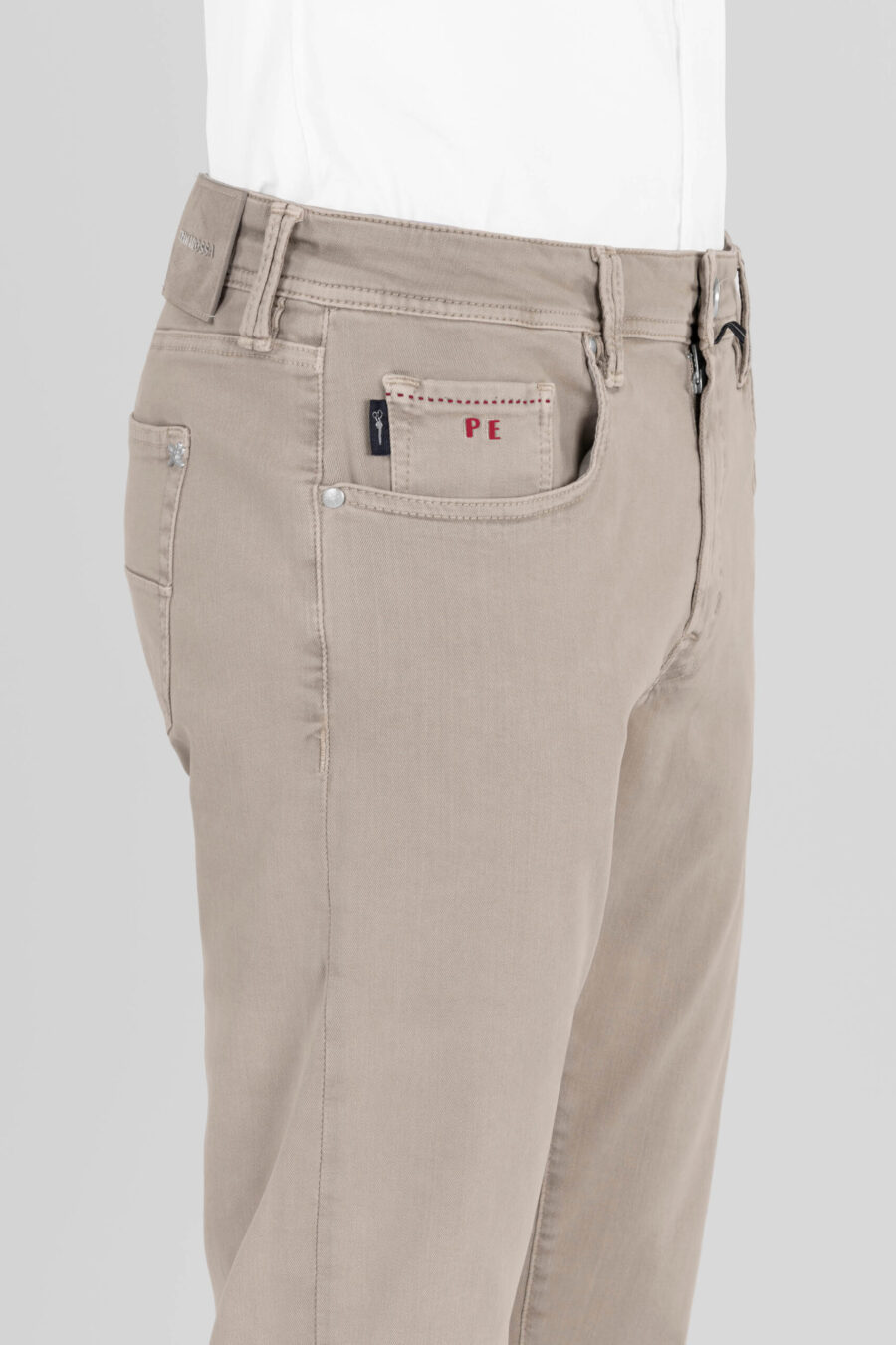 BEIGE COTTON LIGHT GABARDINE LEONARDO ZIP SS SLIM PANTS - immagine 4