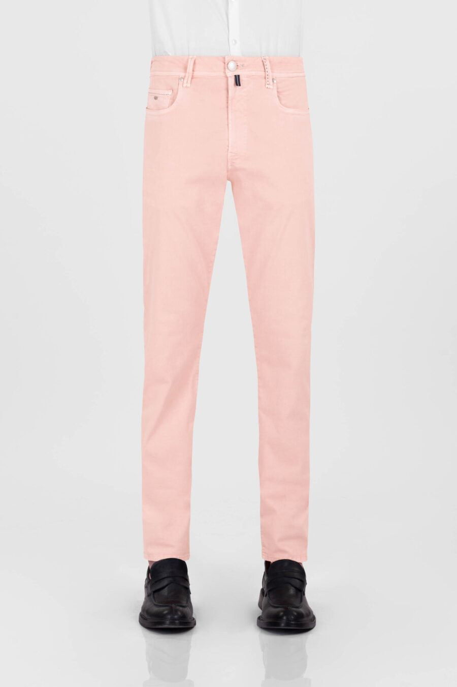 LEONARDO ZIP SS SLIM STRETCH COTTON GABARDINE PINK PANTS - Image 2