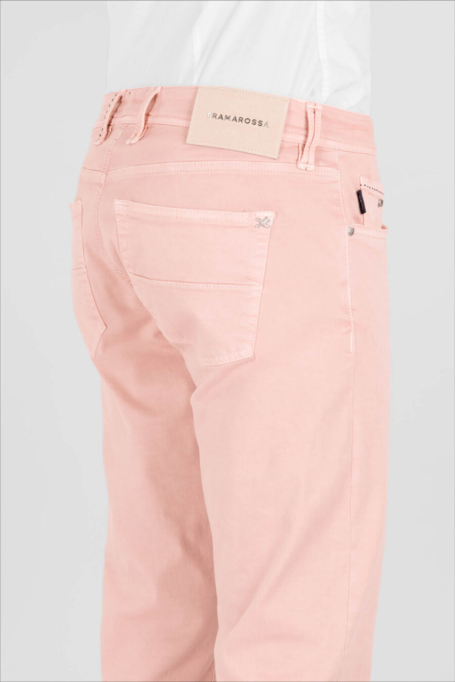 LEONARDO ZIP SS SLIM STRETCH COTTON GABARDINE PINK PANTS - Image 5