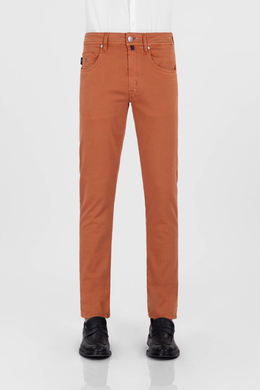 LEONARDO ZIP SS SLIM STRETCH COTTON GABARDINE ORANGE PANTS - immagine 2