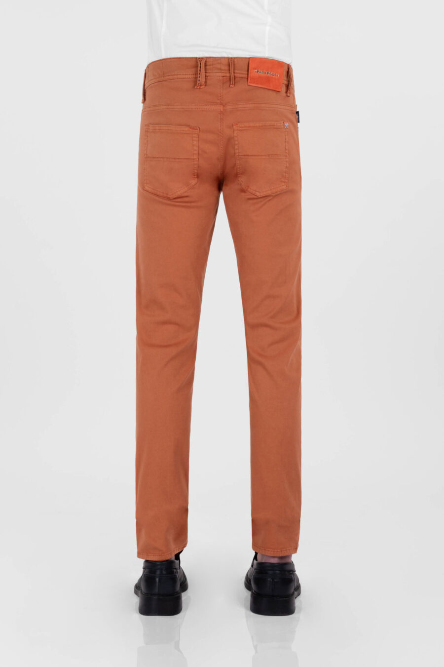LEONARDO ZIP SS SLIM STRETCH COTTON GABARDINE ORANGE PANTS - immagine 3