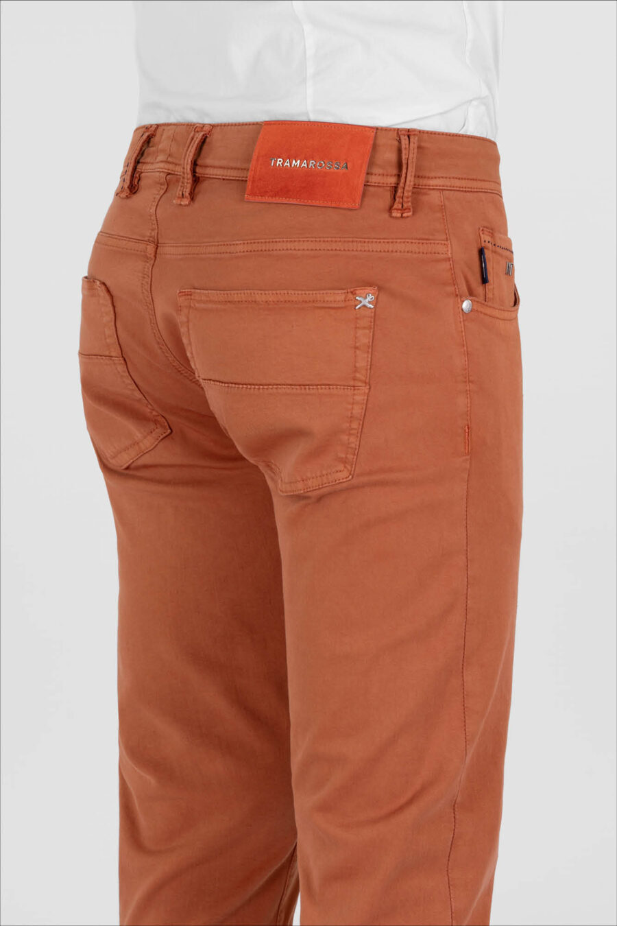 LEONARDO ZIP SS SLIM STRETCH COTTON GABARDINE ORANGE PANTS - immagine 5