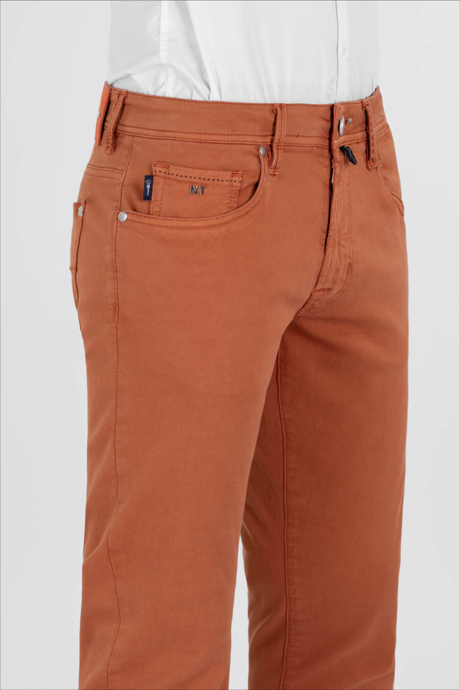 LEONARDO ZIP SS SLIM STRETCH COTTON GABARDINE ORANGE PANTS - immagine 4