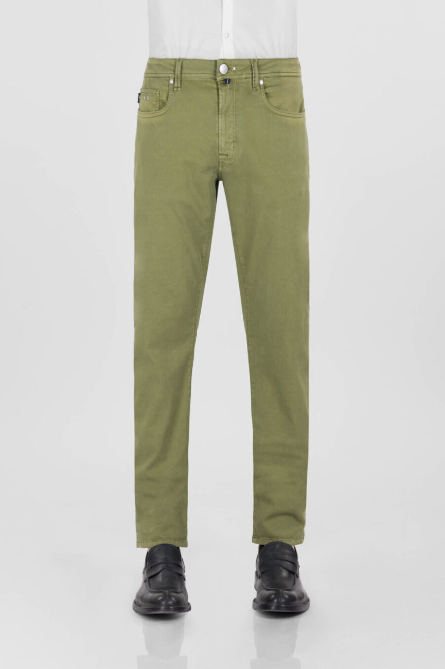 LEONARDO ZIP SS SLIM STRETCH COTTON GABARDINE PANTS GREEN - immagine 2