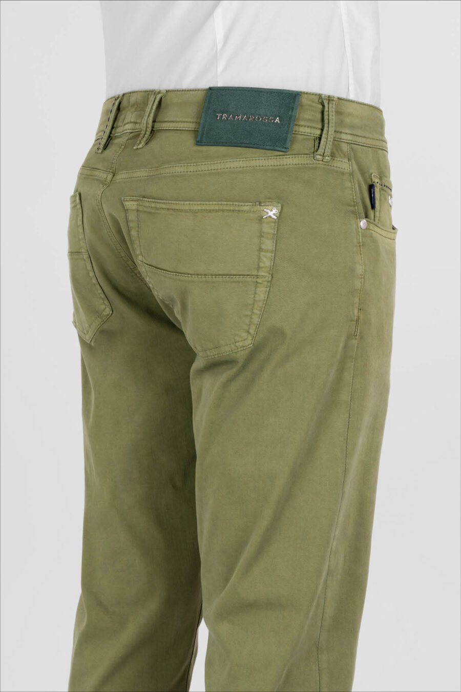 LEONARDO ZIP SS SLIM STRETCH COTTON GABARDINE PANTS GREEN - immagine 5