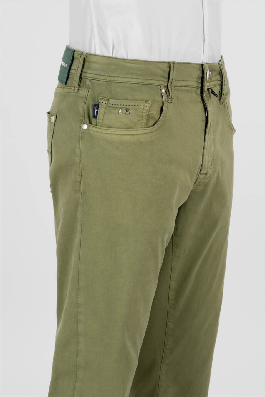 LEONARDO ZIP SS SLIM STRETCH COTTON GABARDINE PANTS GREEN - immagine 4