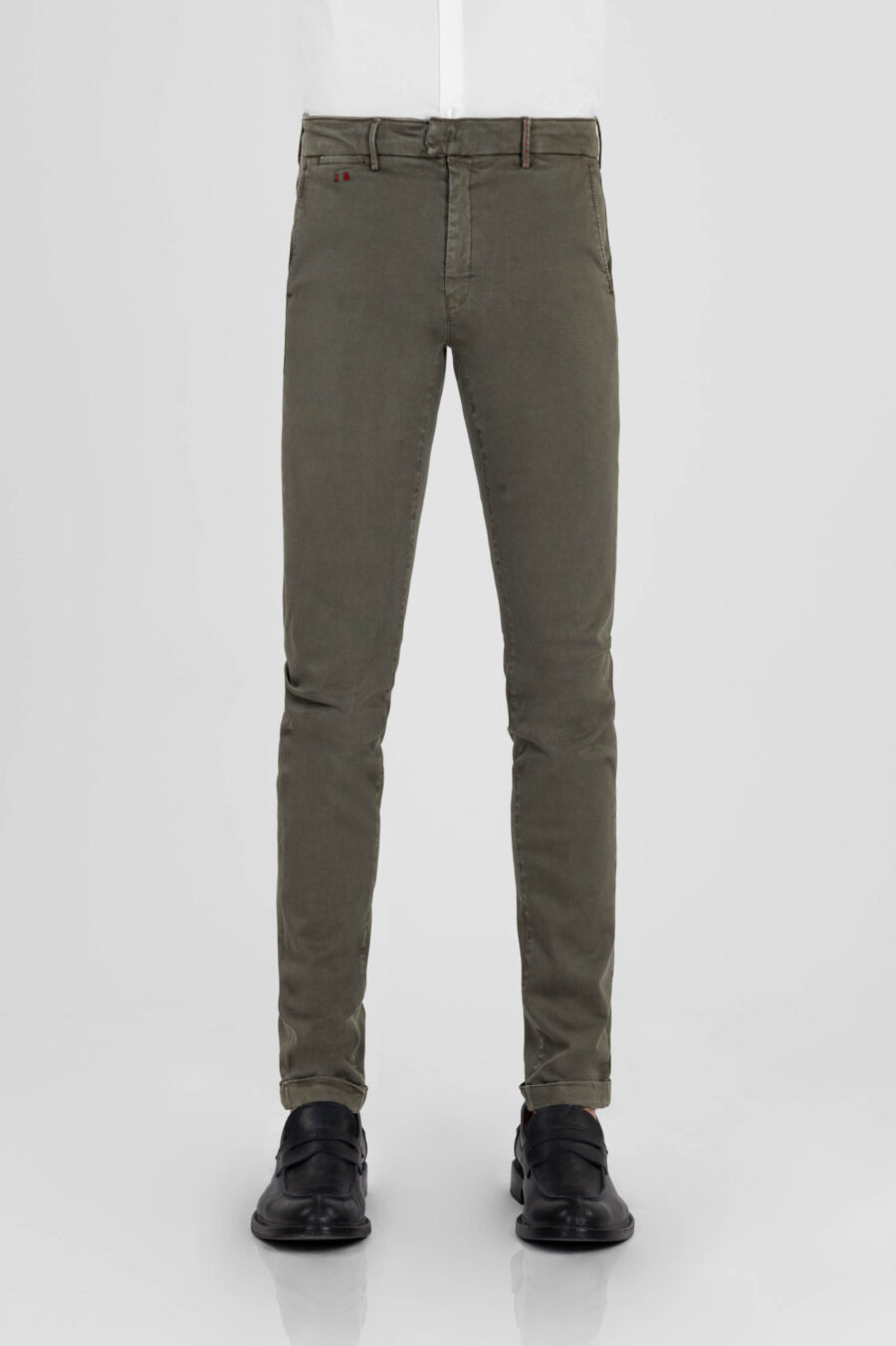 LUIS SLIM PANTS IN GREEN STRETCH COTTON GABARDINE - Image 2