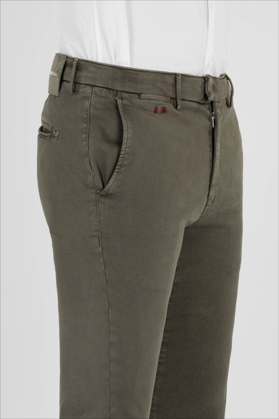 PANTALONE LUIS SLIM IN GABARDINA LEGGERA DI COTONE STRETCH VERDE - immagine 4