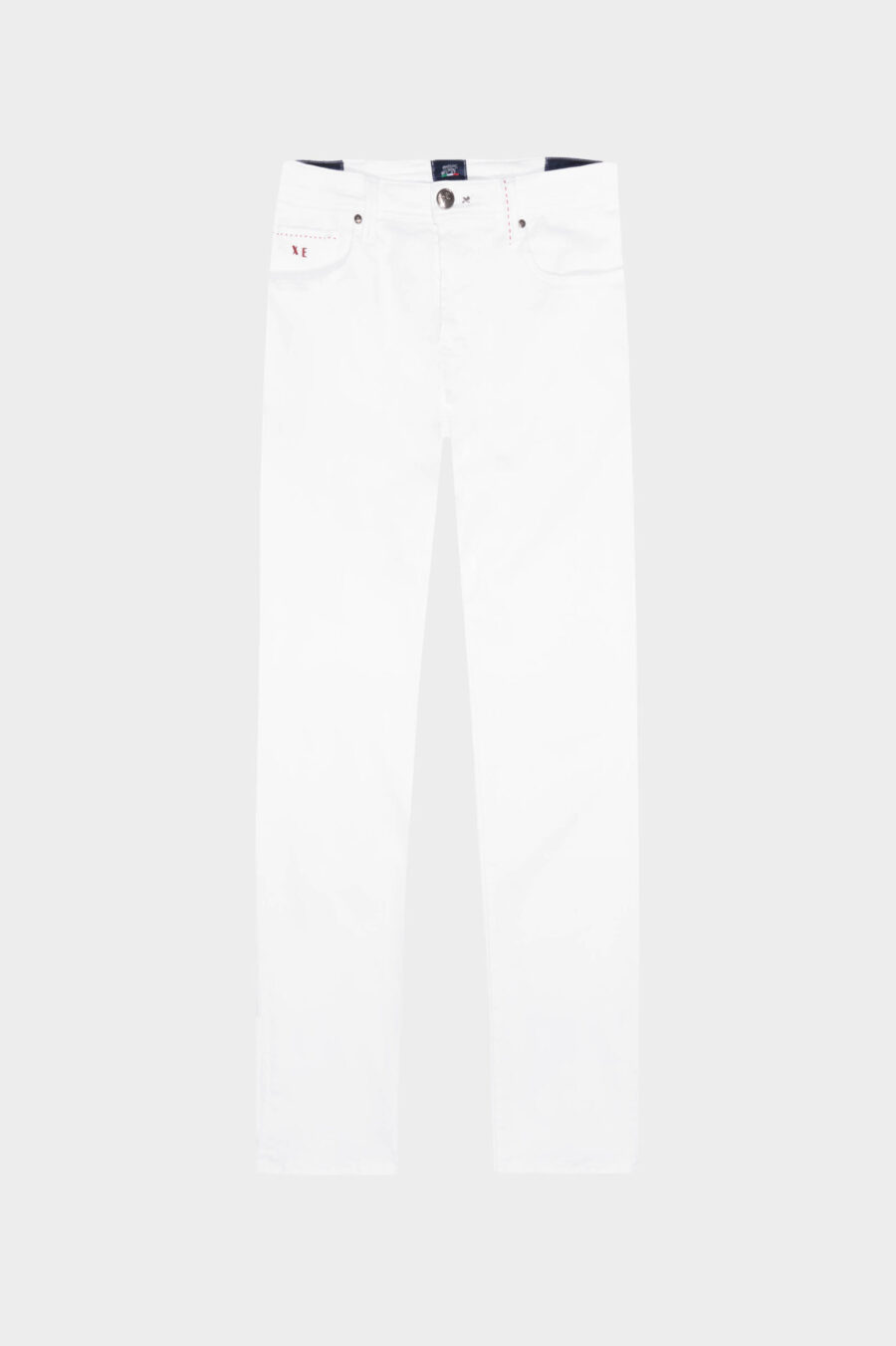 PANTALONE MICHELANGELO ZIP SS REGULAR IN GABARDINA DI COTONE STRETCH BIANCO