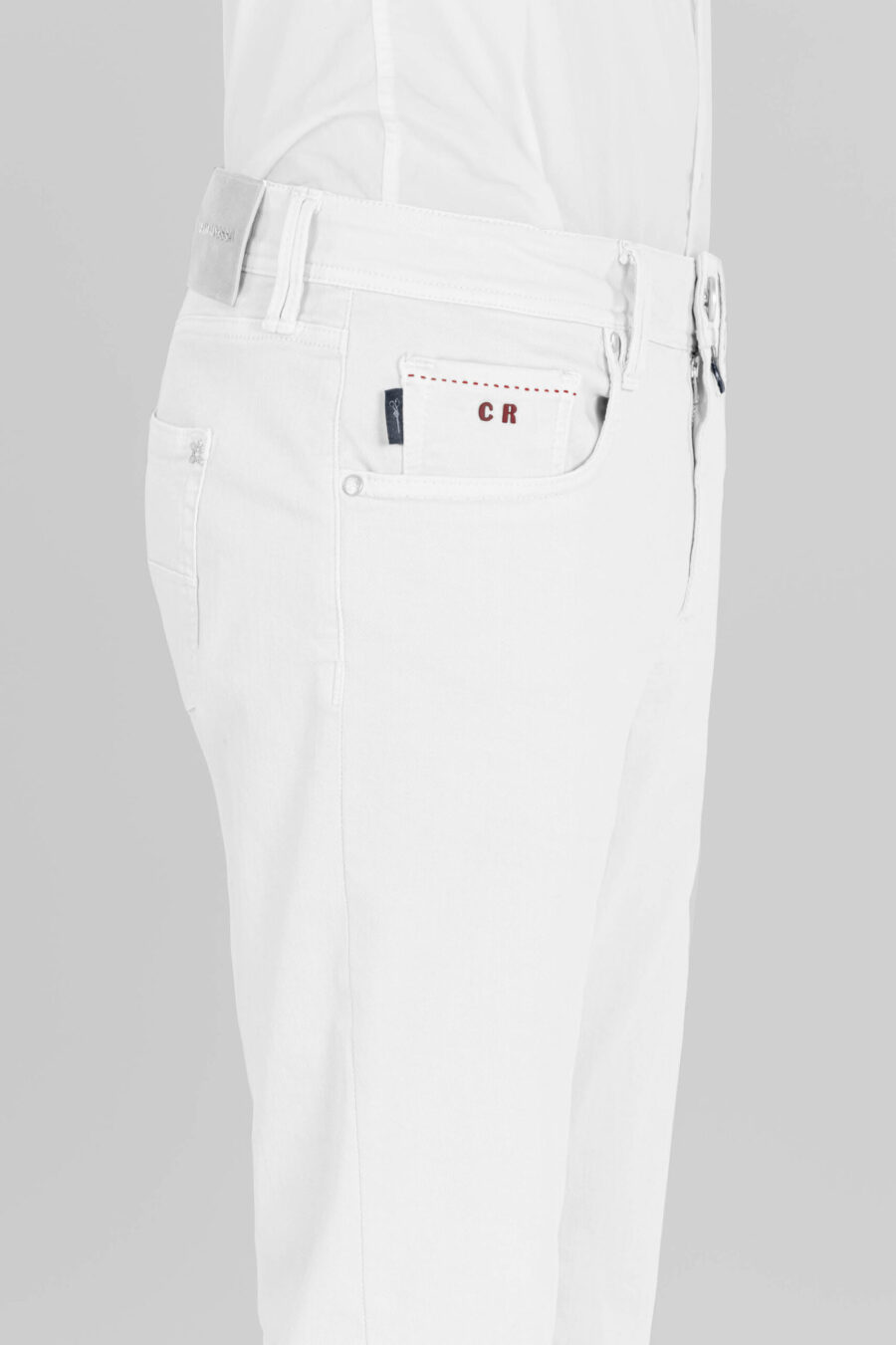 PANTALONE MICHELANGELO ZIP SS REGULAR IN GABARDINA DI COTONE STRETCH BIANCO - immagine 4