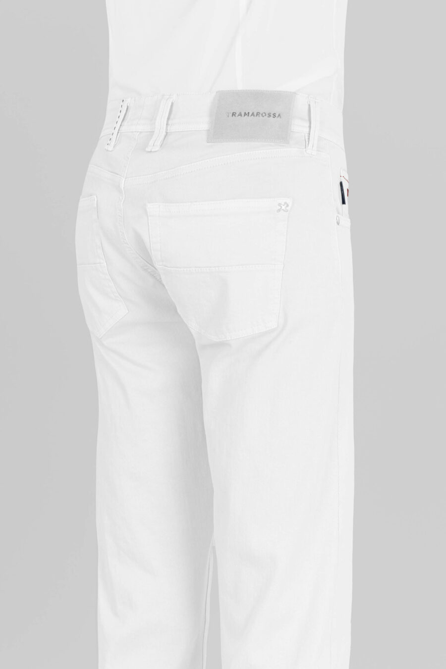 PANTALONE MICHELANGELO ZIP SS REGULAR IN GABARDINA DI COTONE STRETCH BIANCO - immagine 5