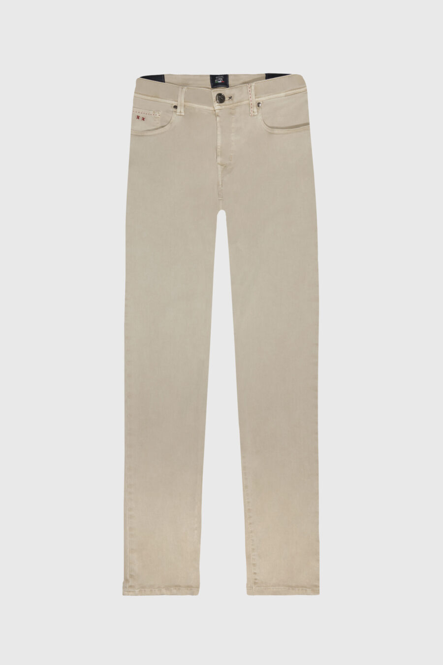 PANTALONE MICHELANGELO ZIP SS REGULAR IN GABARDINA DI COTONE STRETCH BEIGE