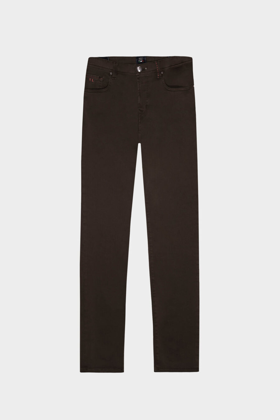 MICHELANGELO ZIP SS REGULAR PANTS IN BROWN COTTON GABARDINE