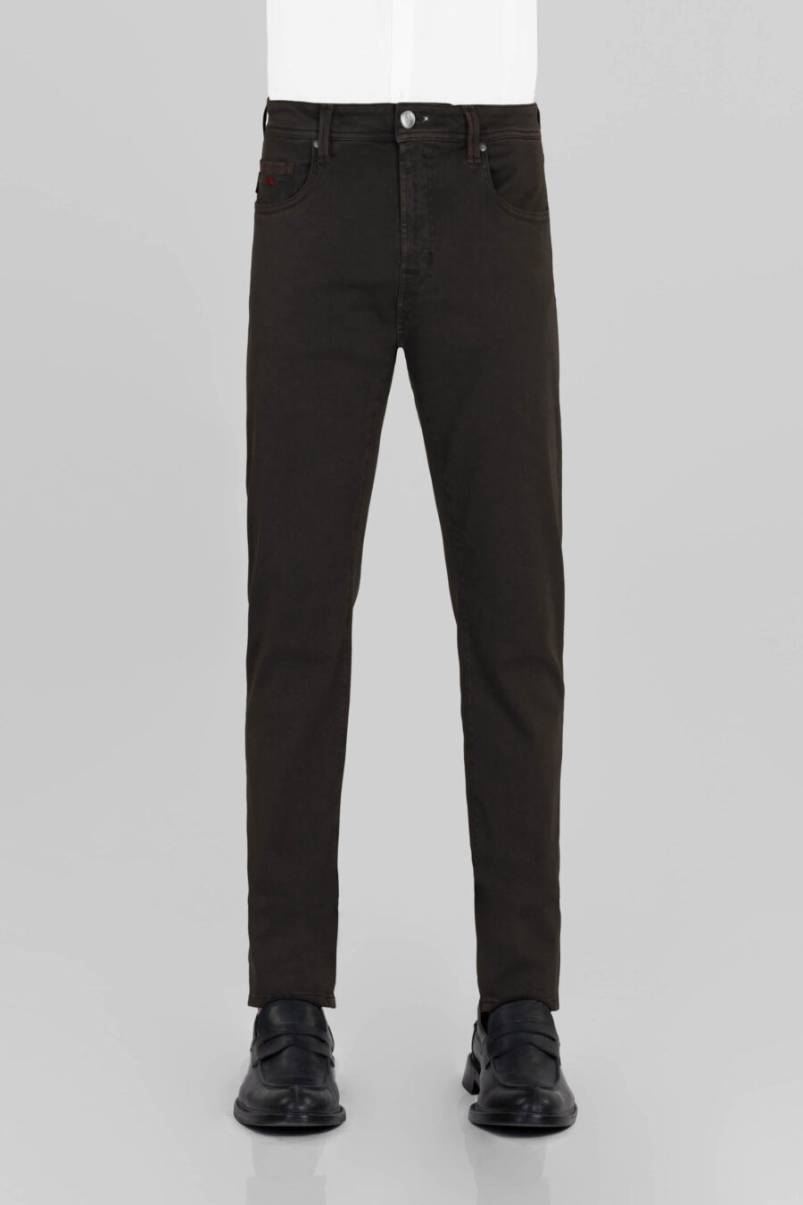 MICHELANGELO ZIP SS REGULAR PANTS IN BROWN COTTON GABARDINE - immagine 2