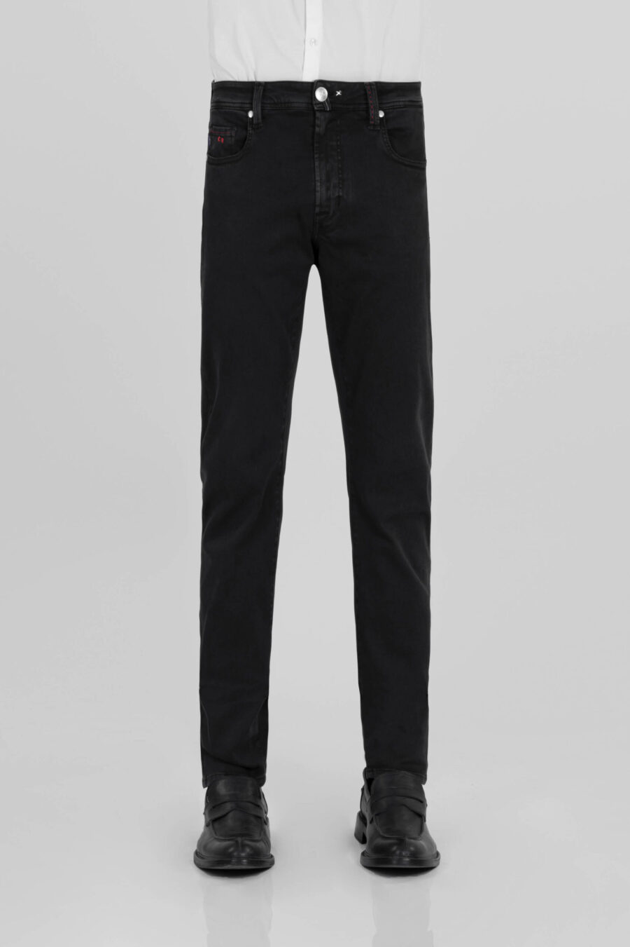 MICHELANGELO ZIP SS REGULAR BLACK STRETCH COTTON GABARDINE PANTS - immagine 2