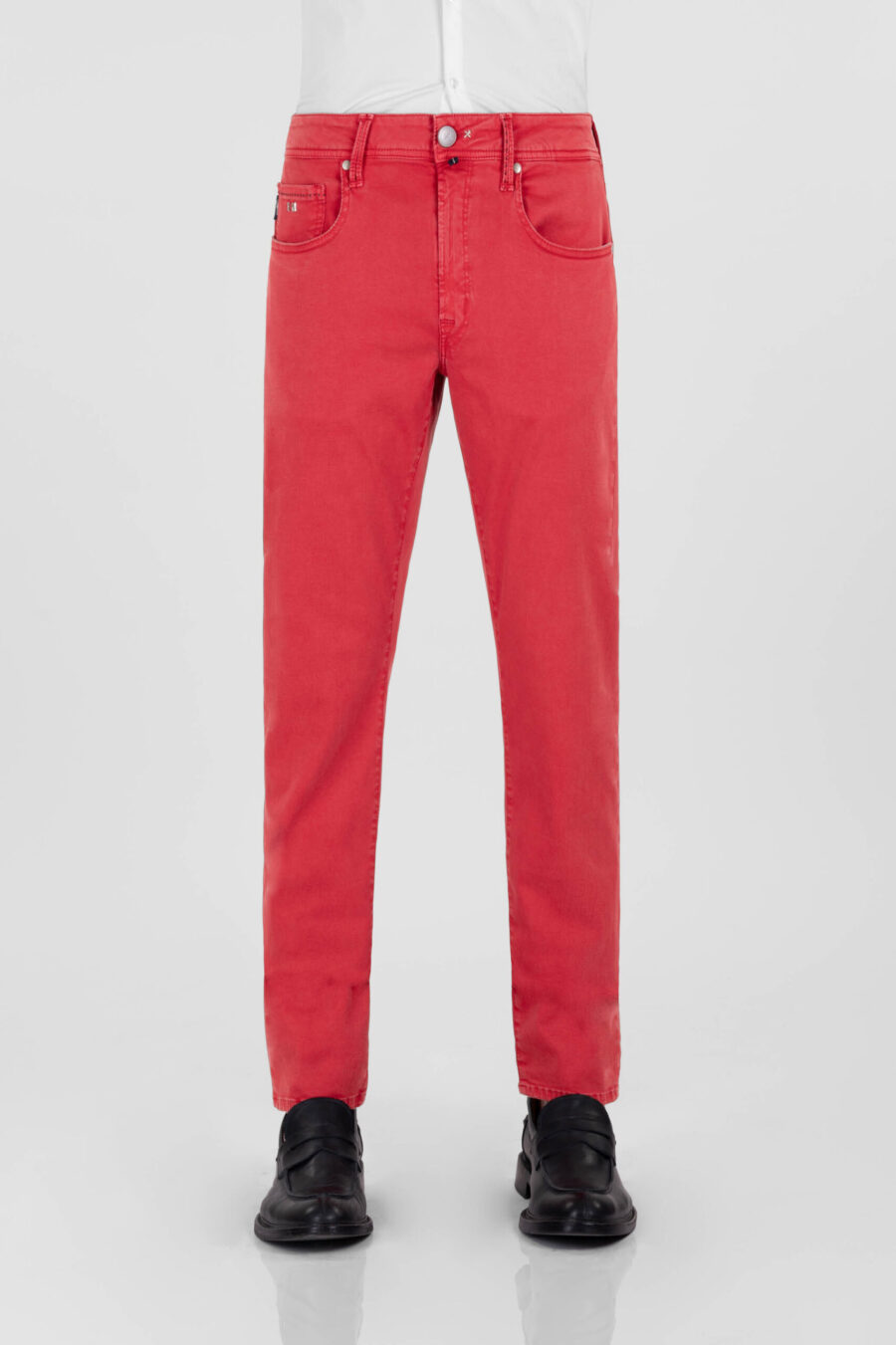 PANTALONE MICHELANGELO ZIP SS REGULAR IN GABARDINA DI COTONE STRETCH ROSSO - immagine 2