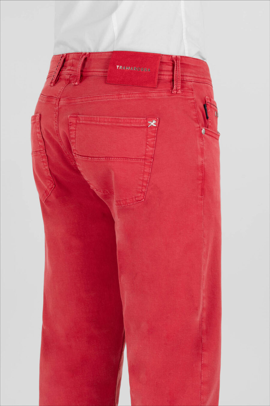 PANTALONE MICHELANGELO ZIP SS REGULAR IN GABARDINA DI COTONE STRETCH ROSSO - immagine 5