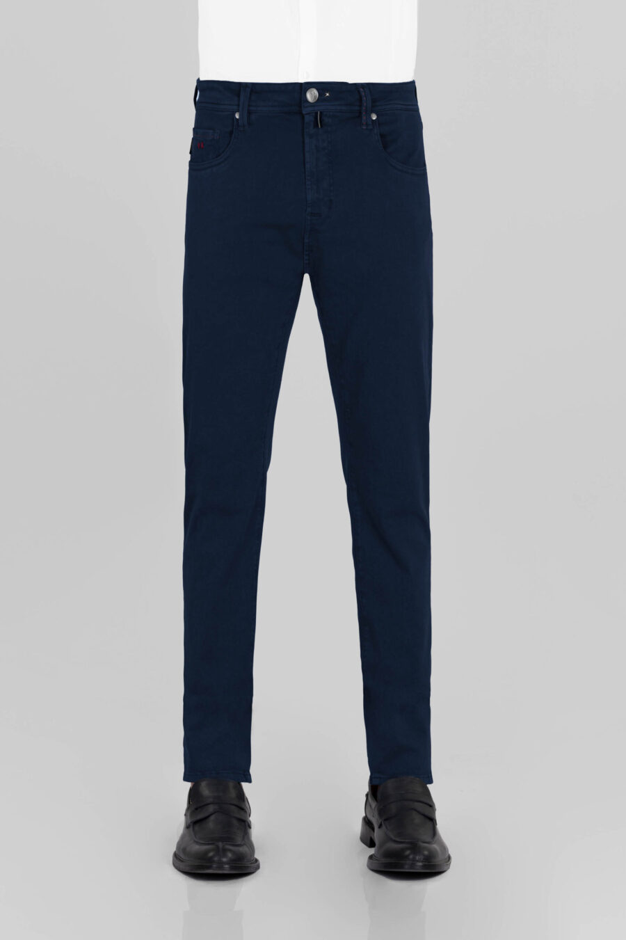 PANTALONE MICHELANGELO ZIP SS REGULAR IN GABARDINA LEGGERA DI COTONE STRETCH BLU SCURO - immagine 2